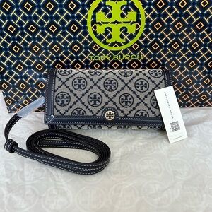 Tory Burch T Monogram Jacquard Wallet Crossbody Bag Tory Navy